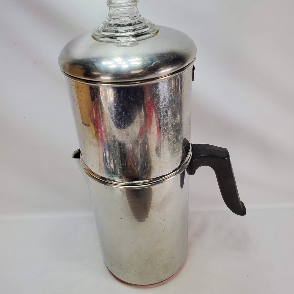Revere Ware Drip Coffee Maker Silver 8 Cup Copper Clad 1801 Vintage MCM